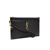 Saint Laurent Ysl Cassandre Grainy Gold Logo Leather Clutch Women clutch Black 636313-BOW01-1000