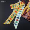 New Design Cartoon Characters Print Scarf Women Silk Scarf Fashion Head Scarf Brand Handle Bag Ribbons Small Long Scarves C33
