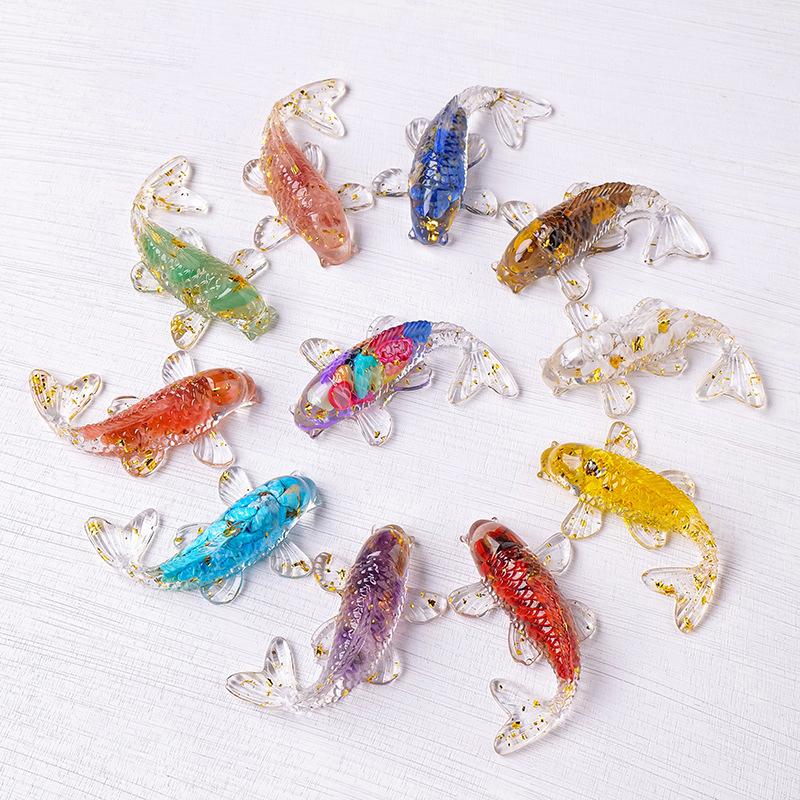 Каменная Галька Фигурка Счастливый Карп Кои Смола Мини Кварц Фантазийная Статуэтка Карпа Домашний Декор Настольное Украшение Подарок