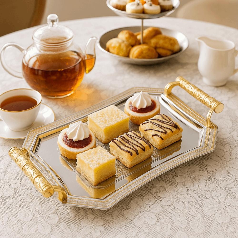 Vintage Stainless Steel Storage Tray European Style Candy Dessert Plates Serving Tray  Cafe Shop