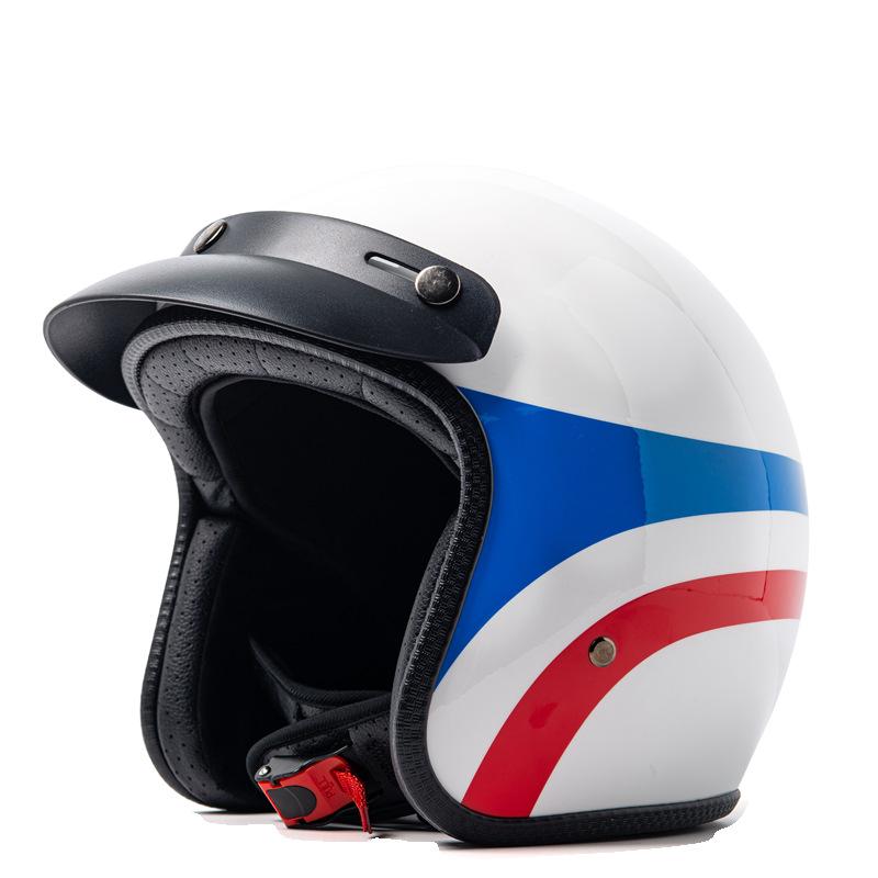 Половинчатый шлем из стекловолокна, мотоциклетный шлем в стиле ретро, мужской и женский всесезонный шлем для электромобиля, полушлем из композитного волокна