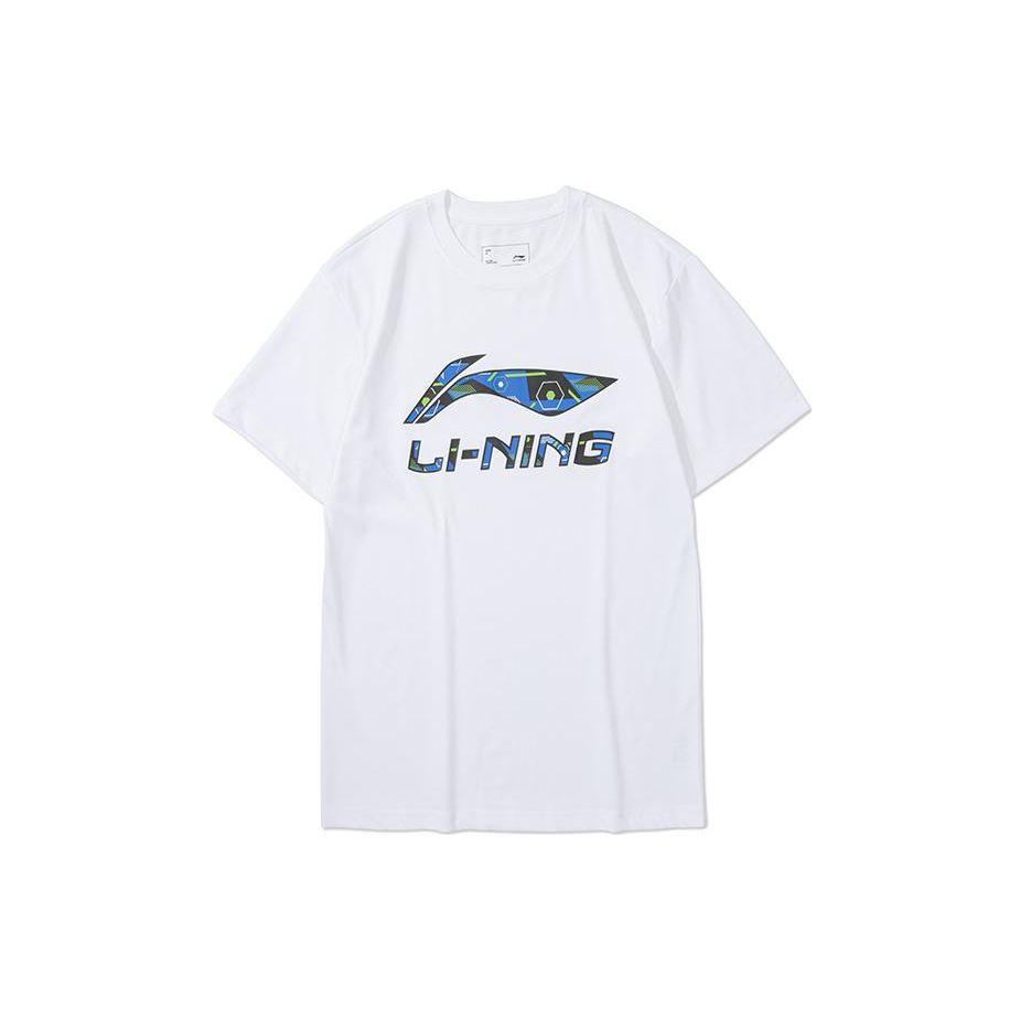 Li-Ning Свободный дышащий свитер с круглым вырезом и логотипом, футболка с коротким рукавом, однотонный повседневный спортивный костюм с манжетами, мужские топы AHSSE01-1+AYKS785-1