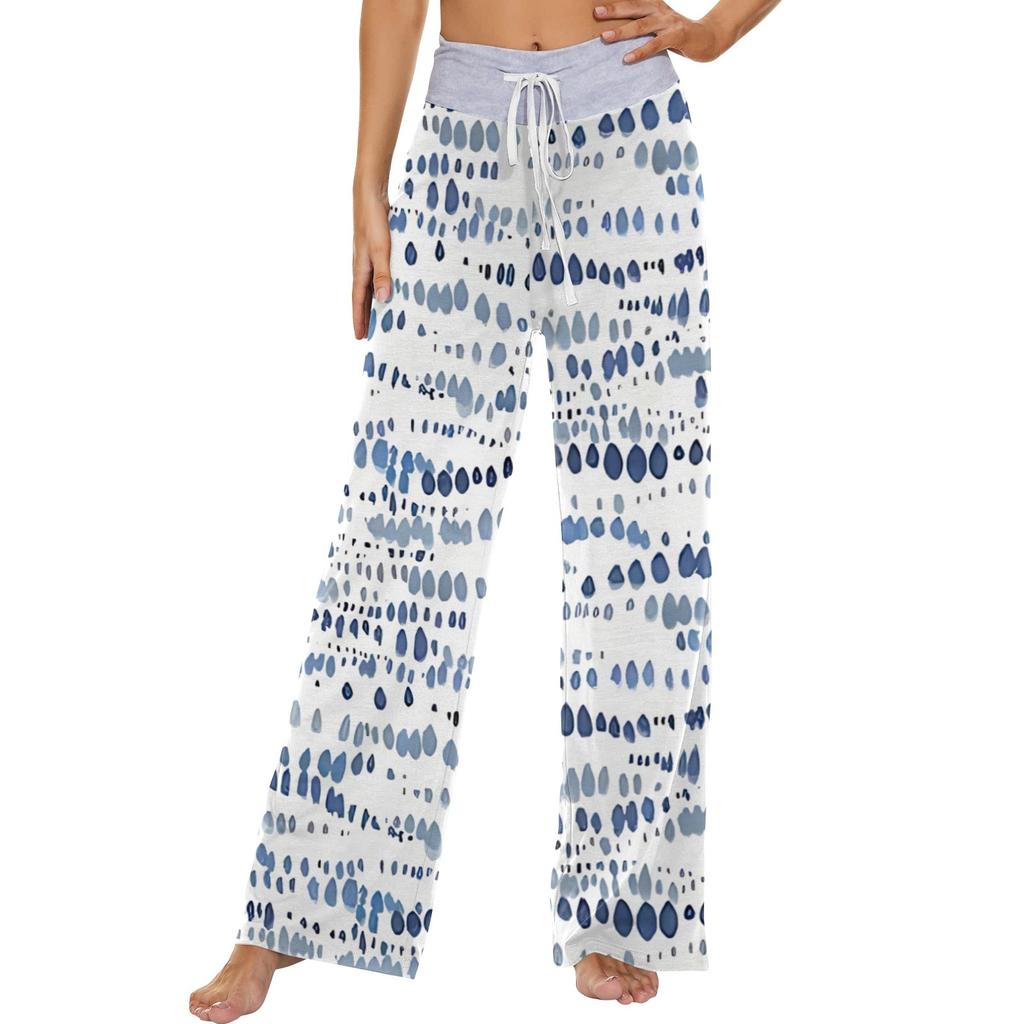 Женские модные повседневные удобные пижамные брюки с принтом и широкими штанинами на шнурке