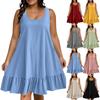 Женское повседневное модное платье большого размера однотонное с круглым вырезом без рукавов