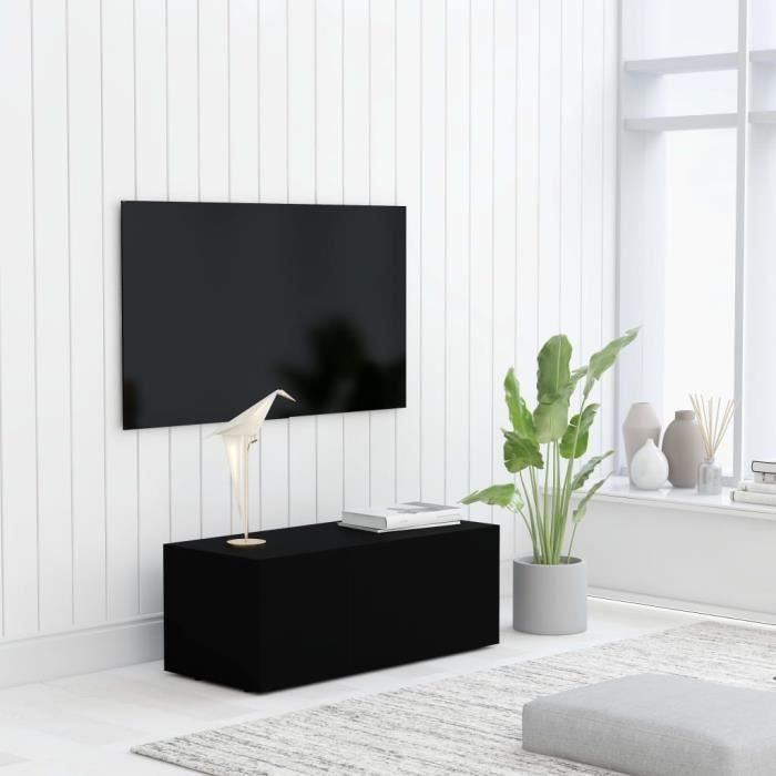 VidaXL Meuble TV Noir 80x34x30 cm Aggloméré
