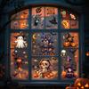 3D Halloween Window Sticker Set- PVC Static Cling Halloween Decals with Castle,Bats,Witch,Pumpkins - Reusable Double-Sided Glass