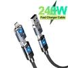 Кабель USB C 4-в-1 Type C 240 Вт Сверхбыстрая зарядка Множество функций Для iPhone Samsung Xiaomi Huawei iPad Планшет Мобильный телефон