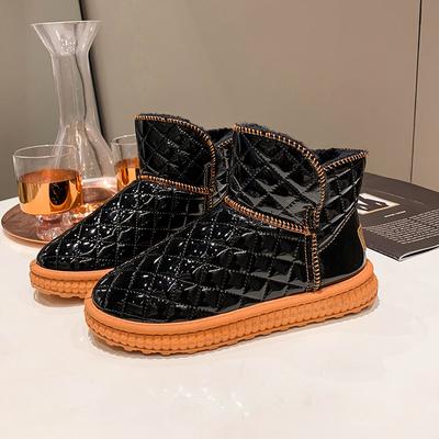 Женские зимние ботинки, теплые толстые ботинки по щиколотку, нескользящие, меховые, с бантом, хлопковые, удобные, водонепроницаемые, плюшевые ботинки