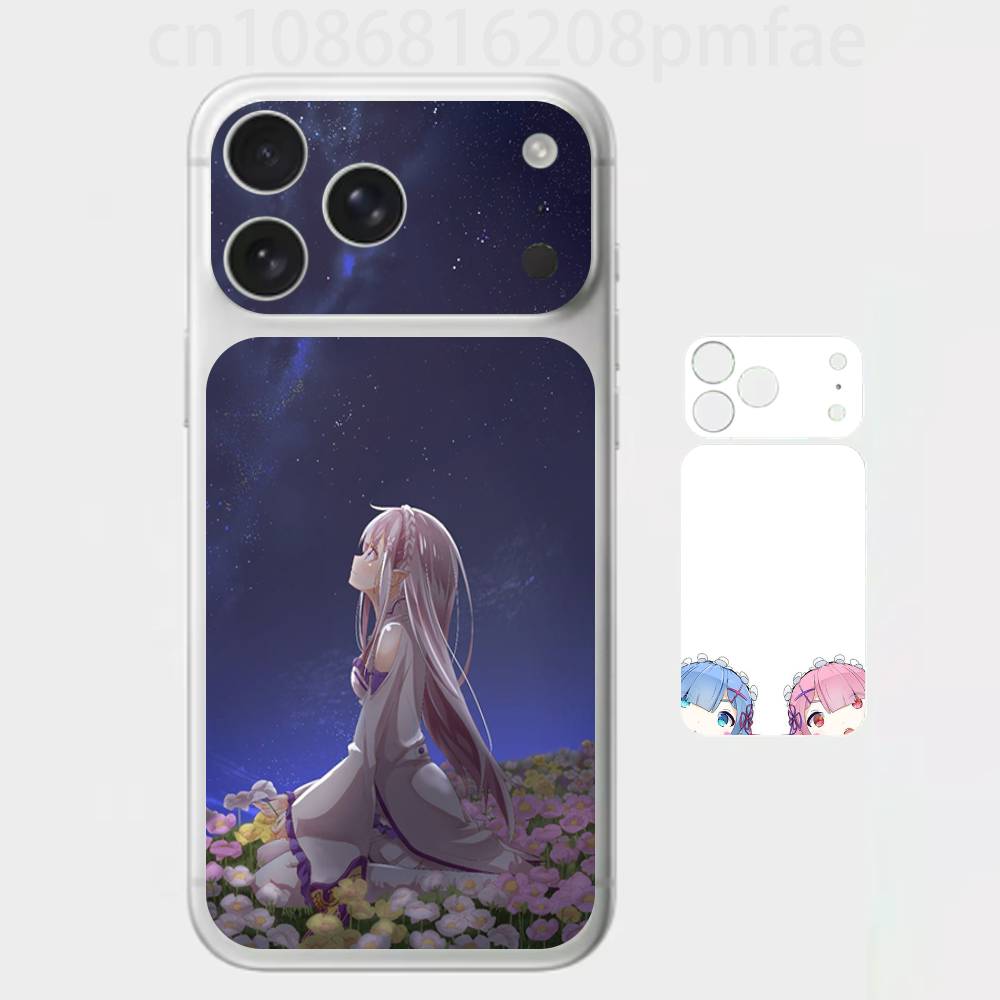 Япония Аниме ReZERO 3D Наклейка-Скин на весь корпус для iPhone 17/Pro/Pro Max Цветная Задняя Защитная Наклейка
