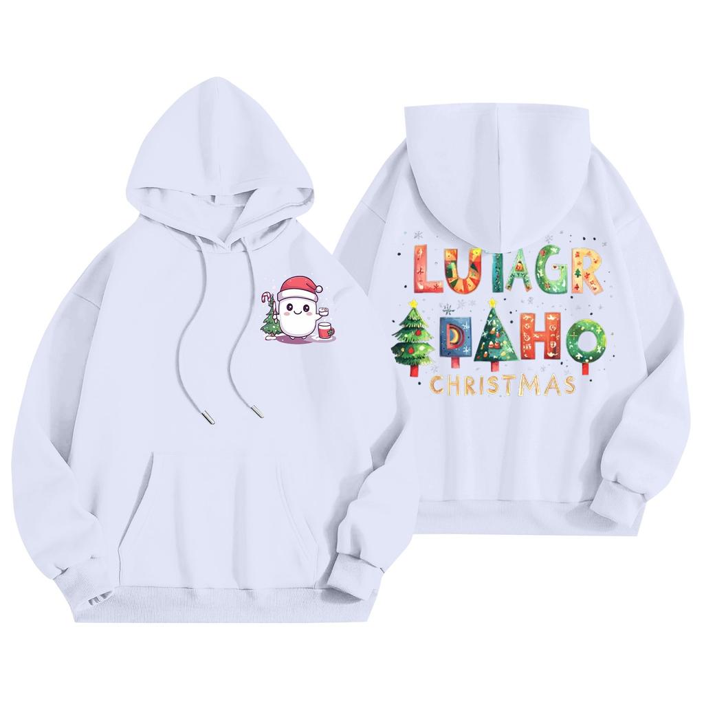 Women's Casual Long Sleeve Pullover Christmas Printed Hooded Sweatshirt With Pockets
