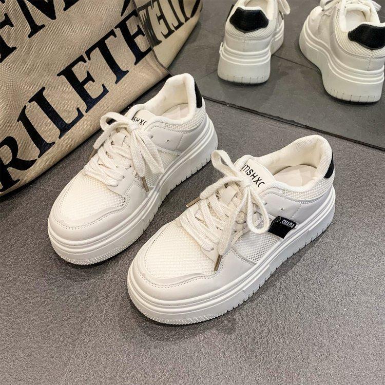 Women's Thick-Soled Korean-Style White Shoes New Spring and Autumn Shoes Ins Versatile Student Popular Sports Board Shoes