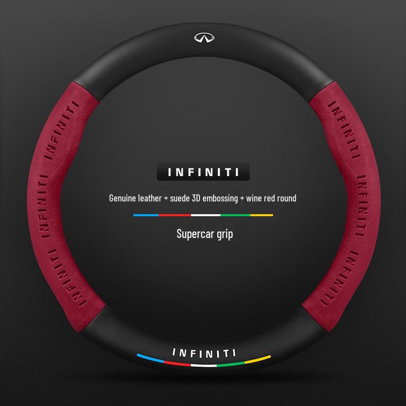 Infiniti Special Car Steering Wheel Cover - Genuine Leather, Suede, Carbon Fiber, Universal, Breathable, All-Season