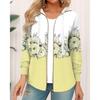 Winter Floral Printed Hooded Sweatshirt Sportwear Coat for Women Zipper Down 3D Pocket Hoodies Autumn Women's Clothing