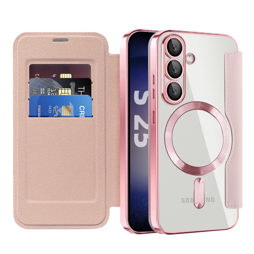 A16 Samsung S25 Ultra Чехол-книжка из кожи Чехол для мобильного телефона Гальванизированный Магнитная зарядка Подходит для A36 Противоударный защитный чехол