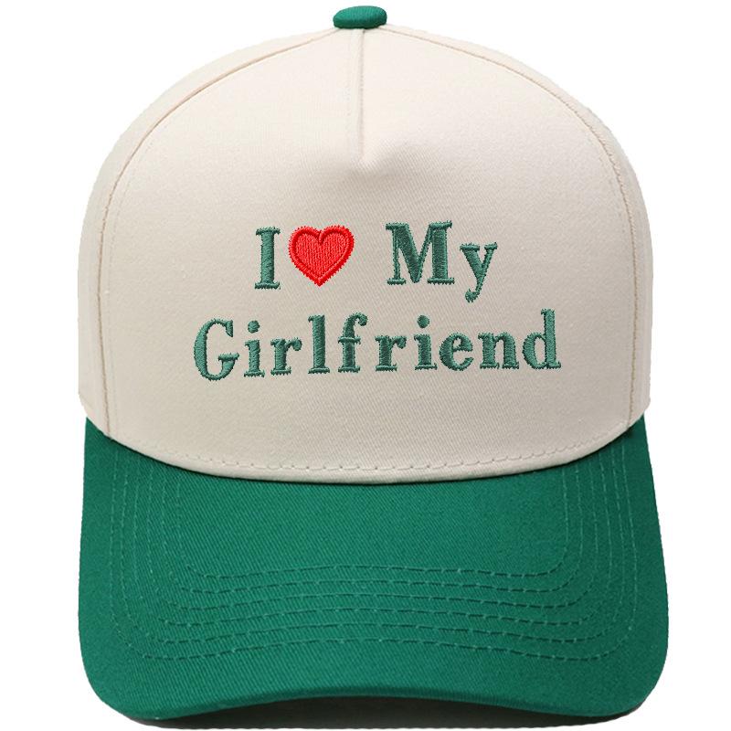 My Girlfriend Love Embroidery Truck Driver Hat Color Matching Vintage Men's and Women's Casual Sun Hat