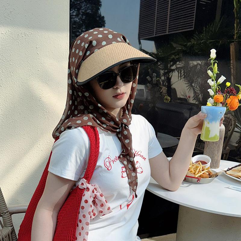 Солнцезащитная шляпа с шарфом, широкополая летняя пляжная шляпа с защитой от ультрафиолета, женская шляпа-хиджаб от солнца, кепка в стиле бохо-шик от солнца