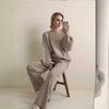 Fashion Wind Loose Knitting Round Neck Sweater Loose Pants Two-Piece Suit Knitted Top and Pants Set