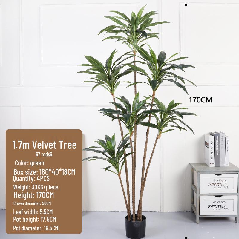 Two-Color Faux Croton & Dragon Blood Tree Decorative Potted Plant for Hotels