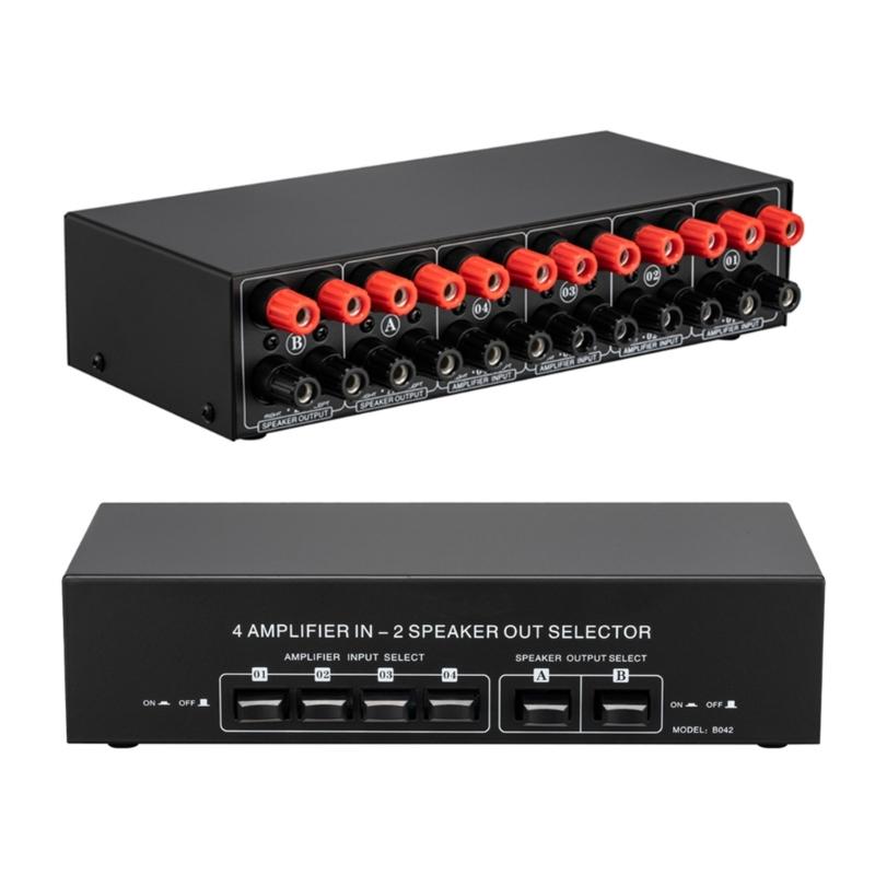 Пассивный усилитель мощности 4 в 2 выхода, селектор динамиков, 300 Вт на каждый канал