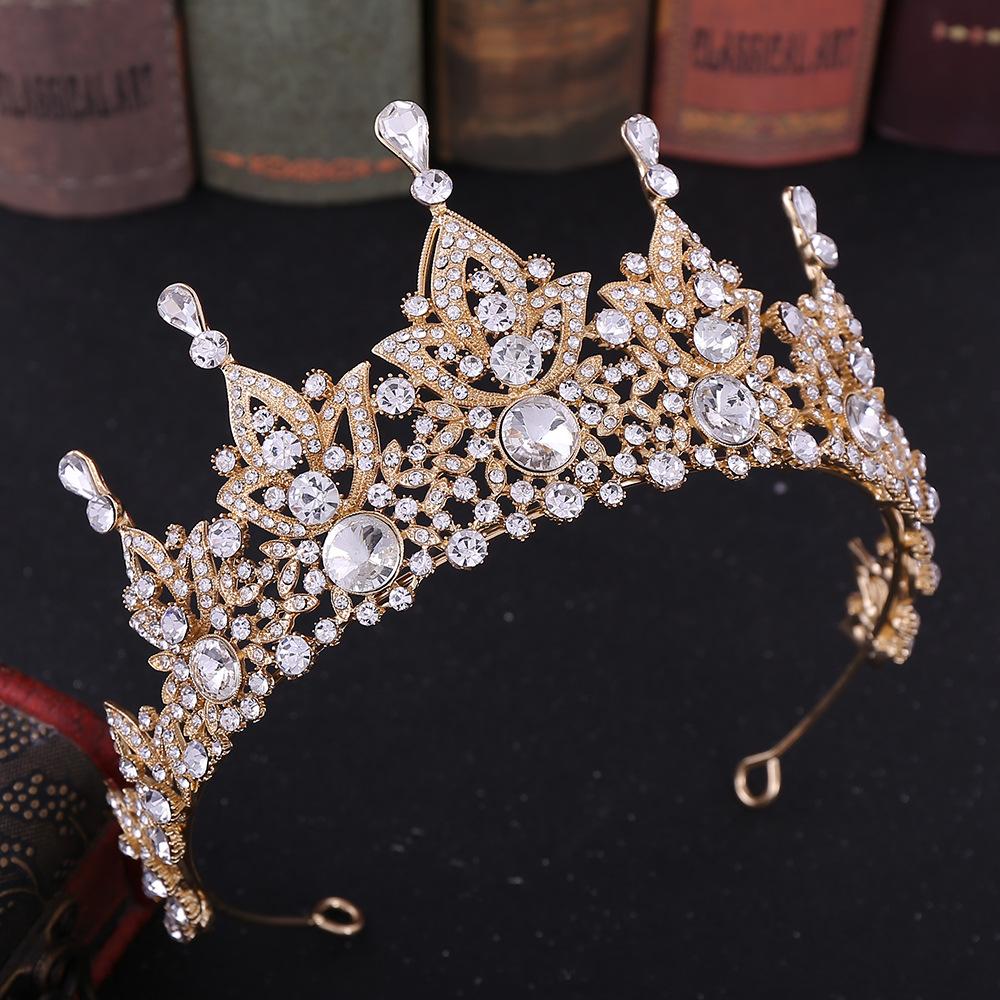 New Baroque Ancient Green Retro High-end Bridal Crown Bridal Boutique Headwear Crystal Wedding Headwear