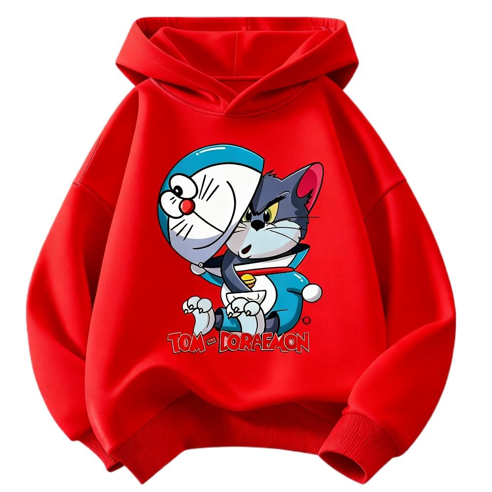 Новая детская толстовка Doraemon для мальчиков и девочек, осенне-зимняя теплая детская толстовка с капюшоном