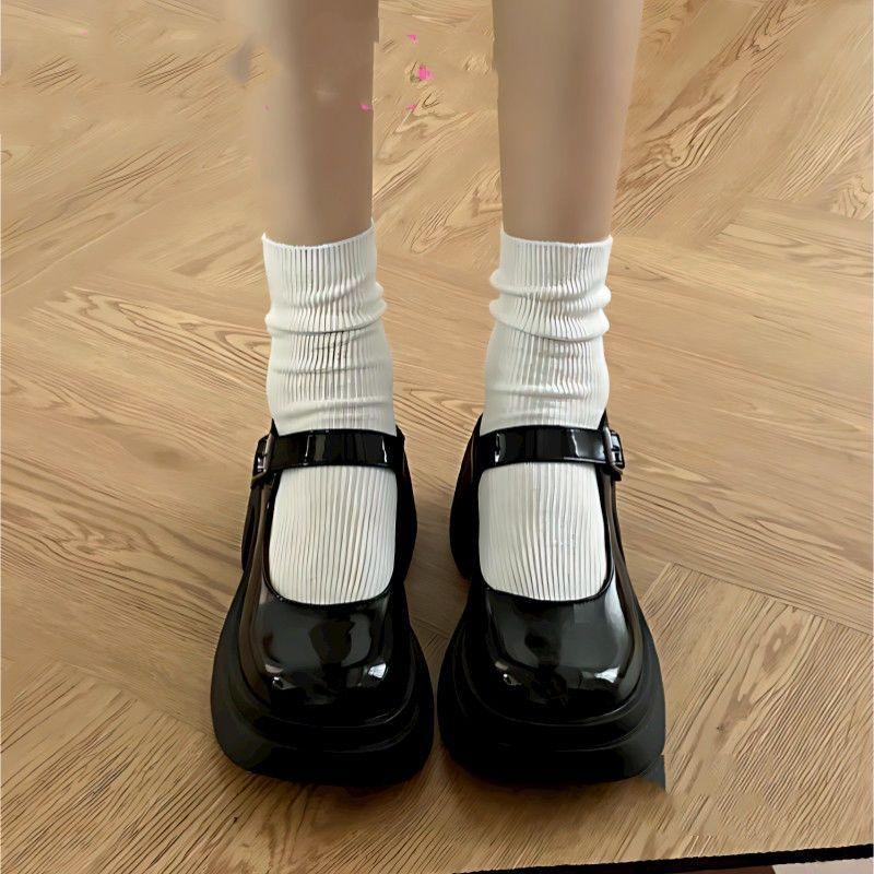 Милые туфли Мэри Джейн на платформе для девочек, толстый каблук, весна и лето, новая подошва маффин, японские туфли-одиночки, увеличивающие рост, маленькие кожаные туфли, женская обувь