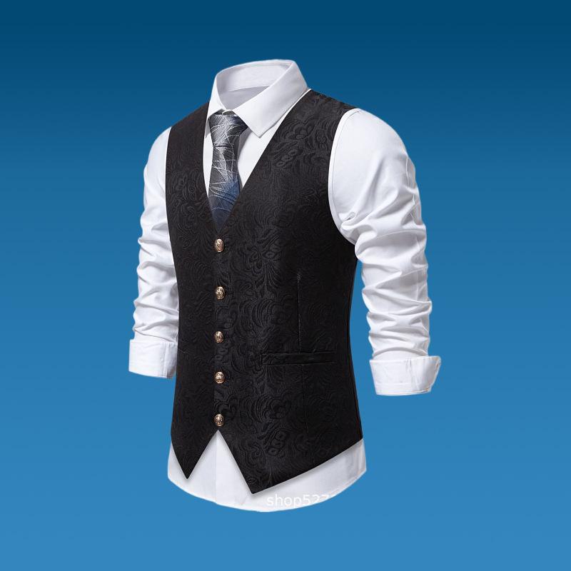 European Men's Halloween Jacquard Suit Vest for Stage Performance