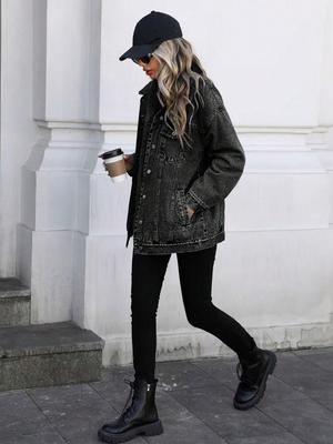 Женская джинсовая куртка свободного кроя в европейском и американском стиле