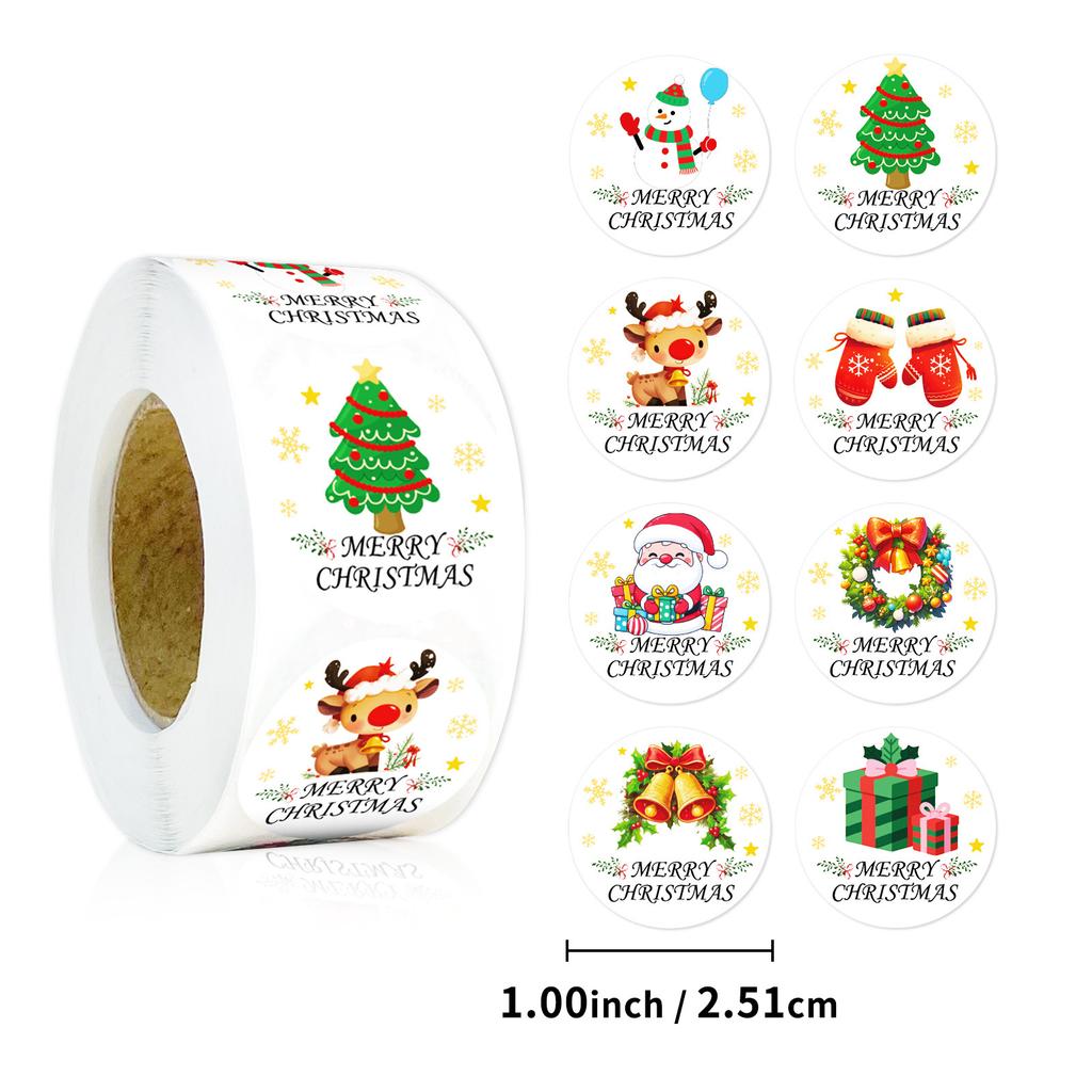 500 листов/рулон Рождественская наклейка для запечатывания конвертов Мультяшная DIY наклейка Детский праздничный подарок Упаковка Рулонная наклейка