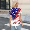Women's Fashion V-neck Short Sleeve Workwear With Pockets  Independence Day Printed Tops