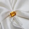Oval Cut Yellow Citrine Quartz 925 Sterling Silver Yellow Gold Overlay Ring Jewelry, Handmade Unique Gift Ring