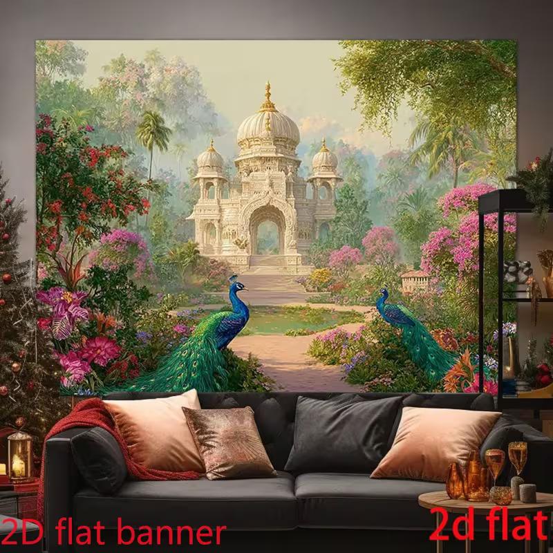 2D Indian Wedding Banner, Temple Peacock Party & Live Background