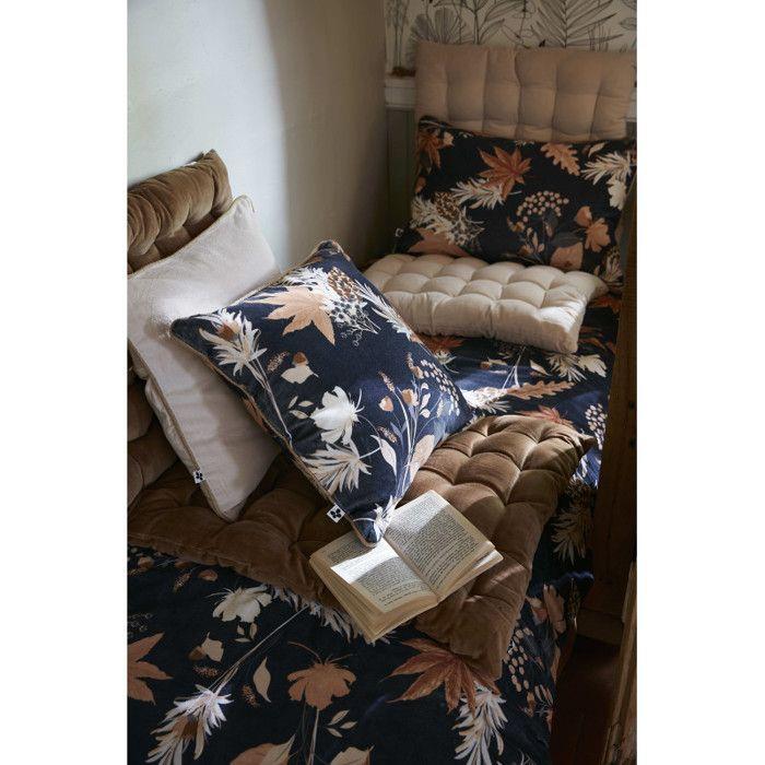Coussin déhoussable imprimé 45 x 45 cm & 40 x 60 cm "Hazel" Velours de Coton - Coussin garni 40 x 60 cm