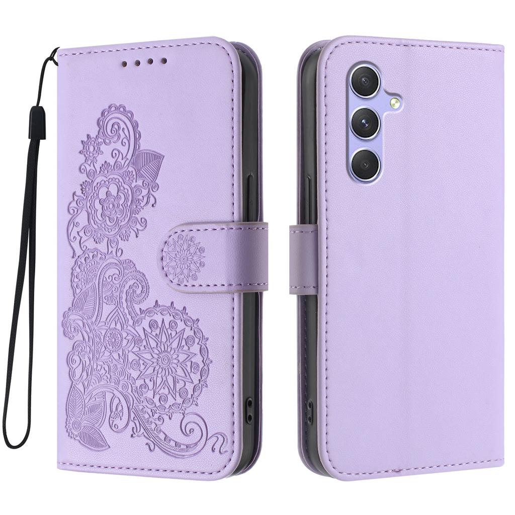 For Samsung Galaxy A54 5G Phone Cases Mandala Flower Leather Wallet Mobile Cover with Strap