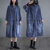 Vintage Denim Coat Spring Women Plus Size Casual Long Jacket Loose Oversized Cotton Pockets
