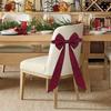 Рождественские бархатные банты на стулья 11,8" x 29,5" Бургундские банты для стульев с завязками сзади для Рождественского банкета, Свадьбы, Вечеринки по случаю дня рождения, Украшения для столовой