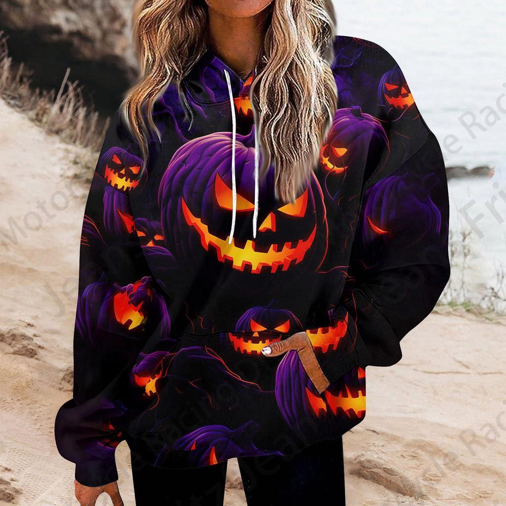 Хэллоуин 3D Печать Толстовка Женская Мода Большие Толстовки Женские Толстовки Пальто Девушка С Капюшоном Толстовка Зимний Спортивный Костюм Уличный Свободный