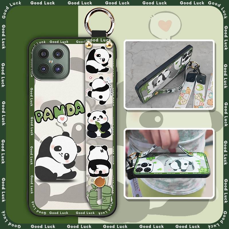 Durable Cute Phone Case For Cubot C30 Wrist Strap Anti-knock Cartoon Anti-dust Fashion Design Kickstand Waterproof Panda