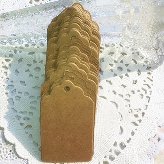 100pcs Wedding Party Kraft Paper Hang Tags Favor Punch Label Price Gift Cards