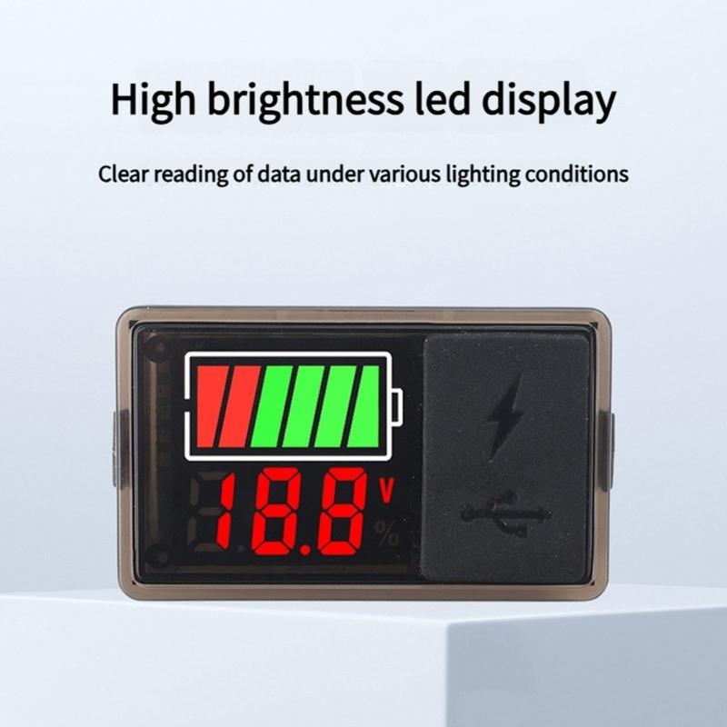 USB/Type C Port Battery Charge Indicator Meter For Leads Acid Lithiums Batteries Real Time Voltages Monitoring Devices