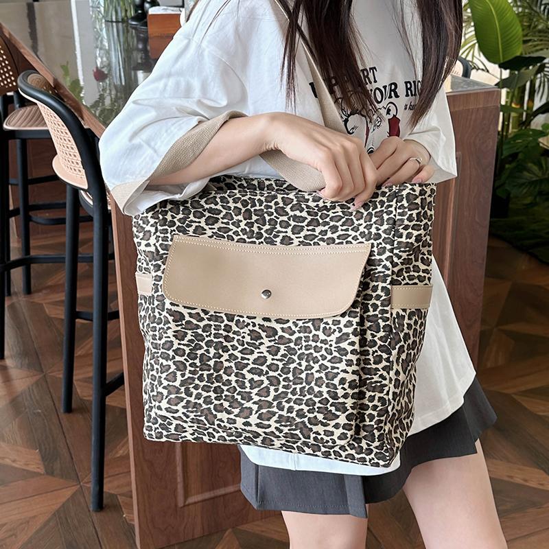 Большая вместительная сумка через плечо с леопардовым принтом, женская сумка-тоут, большая сумка для покупок, дорожная сумка