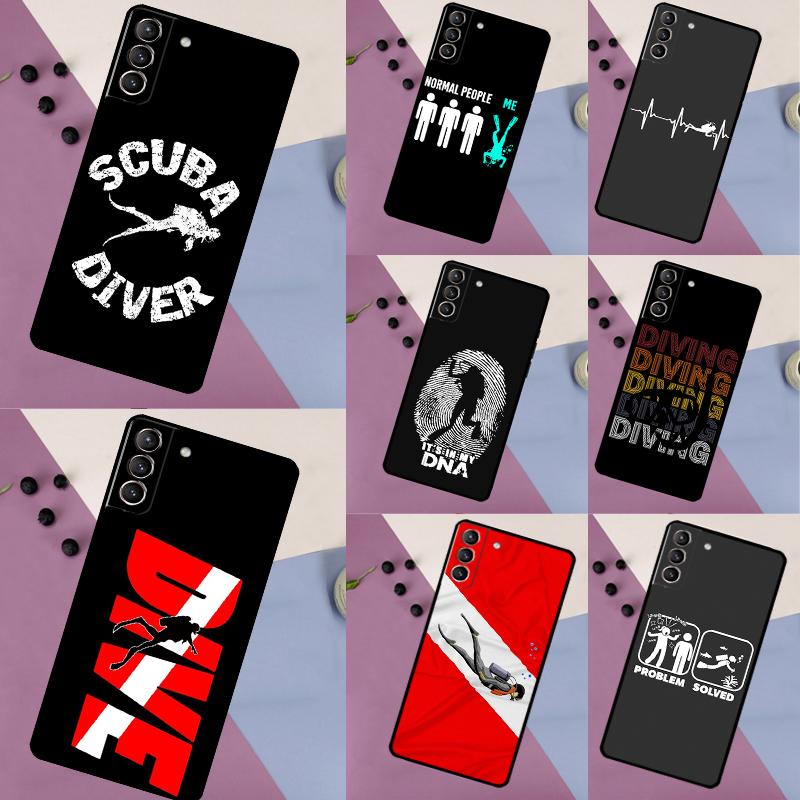 Scuba Diver Diving Case For Samsung Galaxy S23 S22 S24 Ultra Note 20 S20 S21 FE S9 S10 Note 10 Plus Back Cover