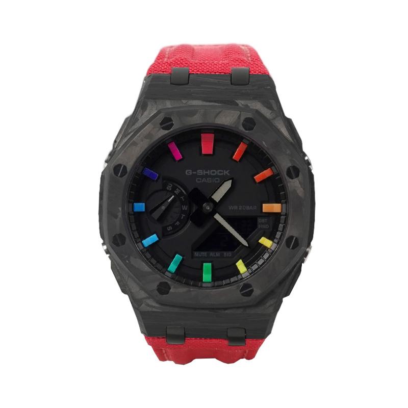 Casio Кастомизированные часы модифицированная серия водонепроницаемые светящиеся Кварцевые холщовый ремешок тот же стиль для мужчин и женщин черный циферблат GA-2100-1A1