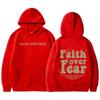FAITH OVER FEAR Fashionable and Casual Back-collar Plus Velvet Hooded Loose Sweatshirt for Female Students European Goods