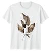 Elegant Watercolor Leaf Womens T-Shirt Boho Glitter Botanical Design