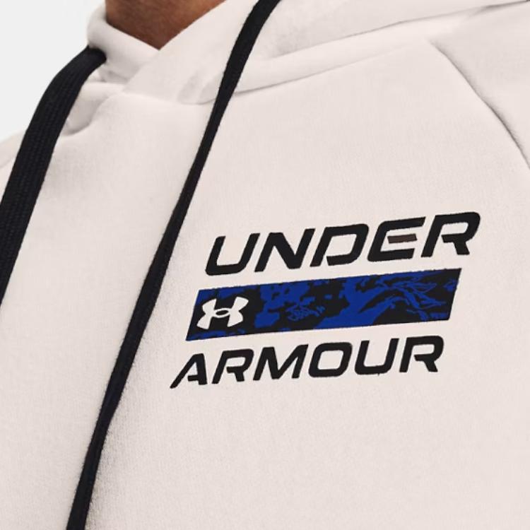 Under Armour Rival Signature Sports Casual Short Sleeve Hoodie Men Hoodies White 1366365-112