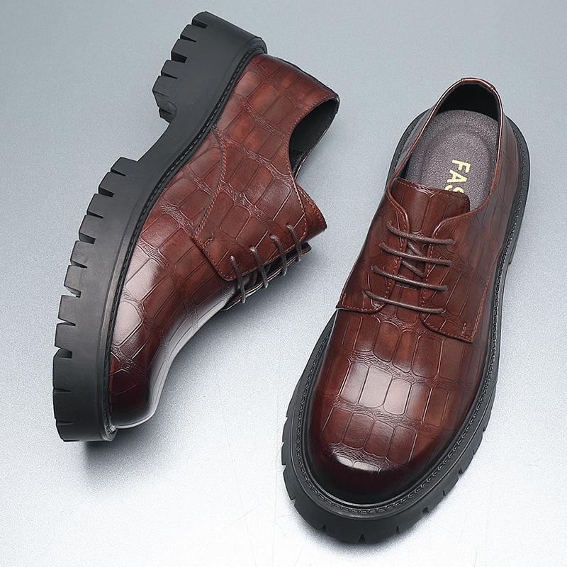 Модные британские туфли-оксфорды на толстой подошве, мужские модные деловые туфли на шнуровке, кожаные туфли на шнуровке, осенние туфли-дерби на каждый день