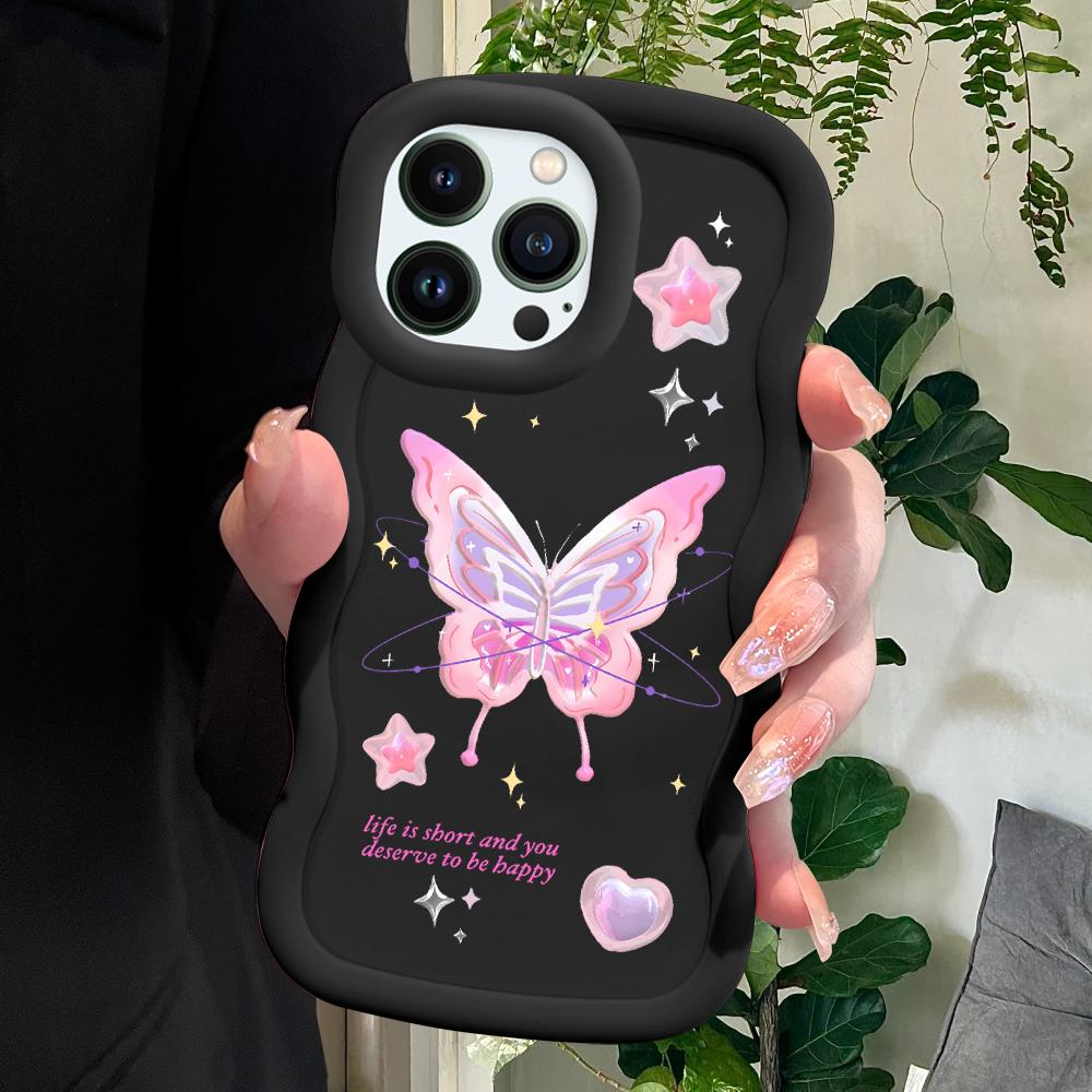 Мягкий чехол для телефона Dream Butterfly для iPhone 11 12 13 14 15 Pro Max 6 6S 7 8 Plus Xs Wave Edge, противоударный защитный резиновый чехол