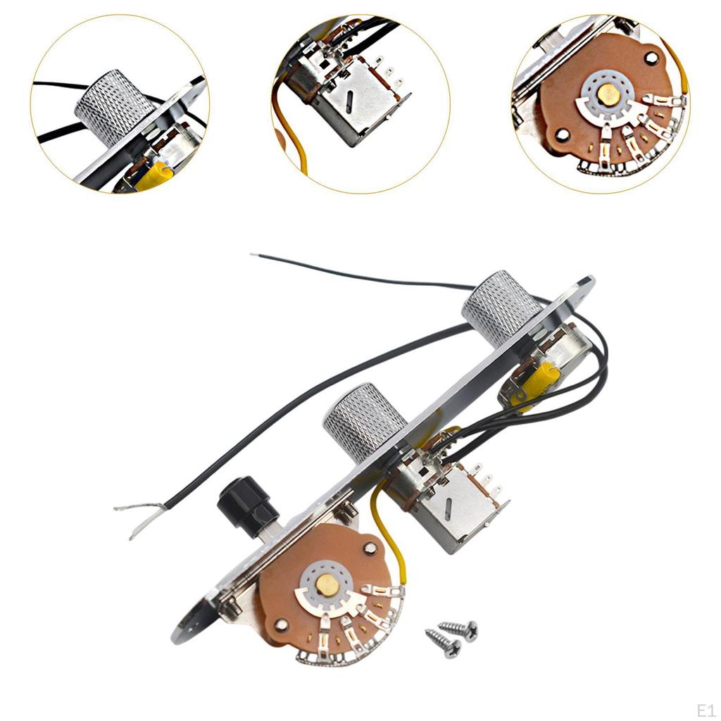 Панель управления электрогитары с проводами, ручки громкости и тона, 3-позиционный переключатель с проводами