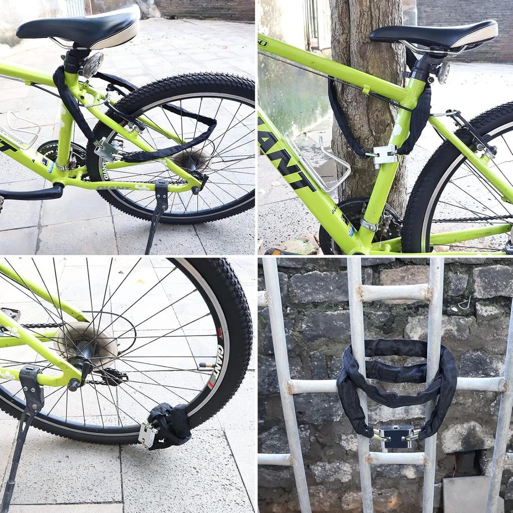 Bike Lock Heavy Duty, [3 Keys] 1m Anti-Theft High Security Chain Lock, Weatherproof Bicycle Lock Padlock for Bike Bicycle, Motorcycle, Scooter, Door,